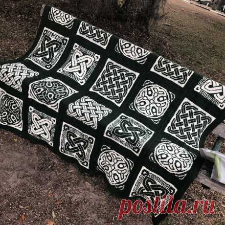 Жаккардовый плед «Nevern Throw» — эффектные квадраты с кельтскими мотивами | Paradosik_Handmade | Яндекс Дзен