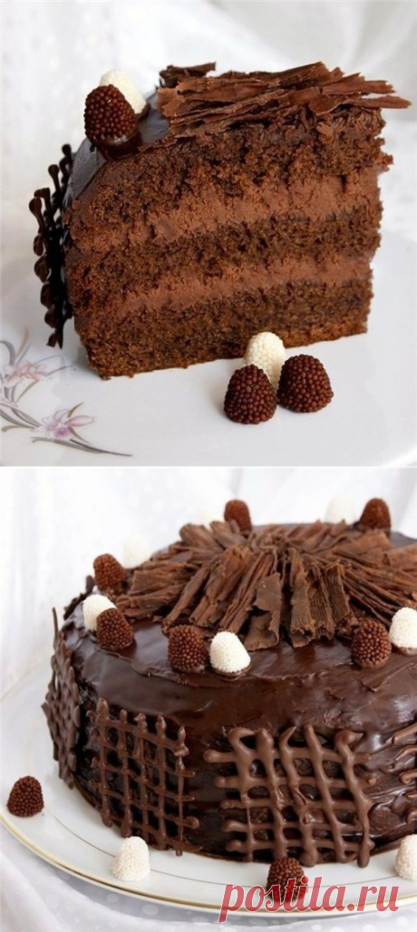 Шоколадный торт с трюфельным кремом.