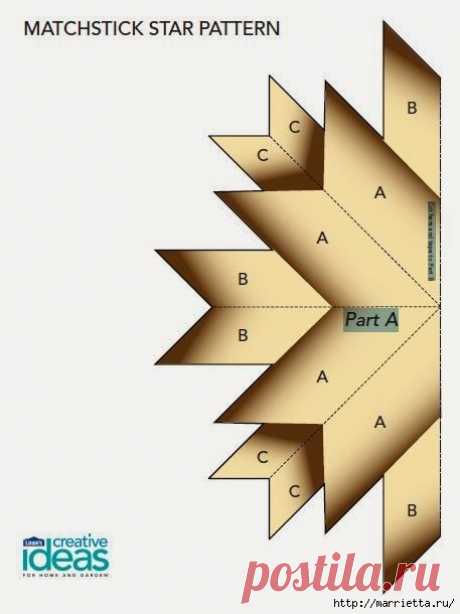 Звезда из жженых спичек. Мастер-класс с шаблоном звезды