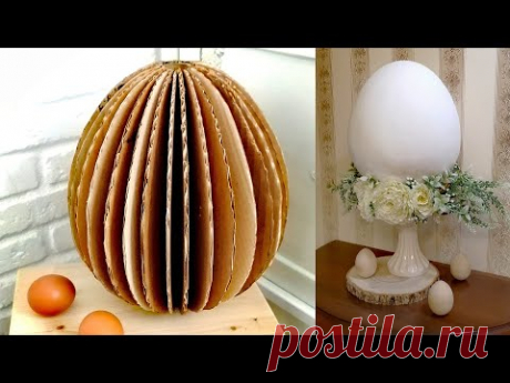 Пасхальная композиция с ОГРОМНЫМ яйцом из картона своими руками