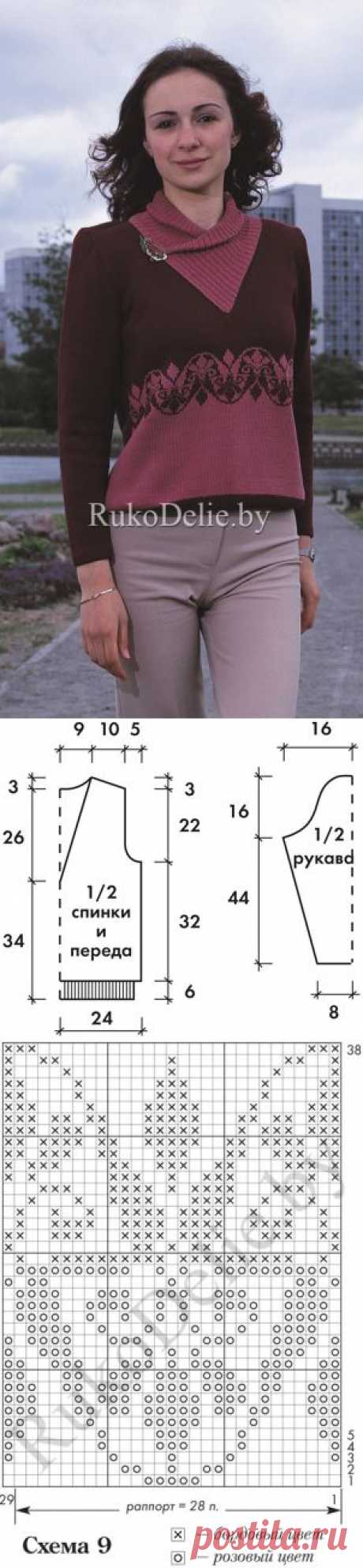 Пуловер c орнаментом, связанный на машине :: Модели женской одежды :: Машинное вязание/Women's clothes for knitting machine :: RukoDelie.by