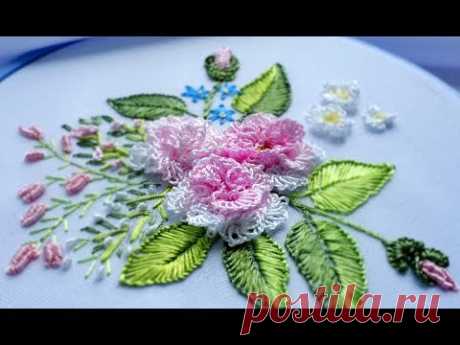 EMBROIDERY: ROSE Cast-on stitch ВЫШИВКА:  РОЗА