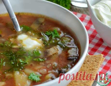 Томатный суп с красным рисом и шампиньонами – кулинарный рецепт