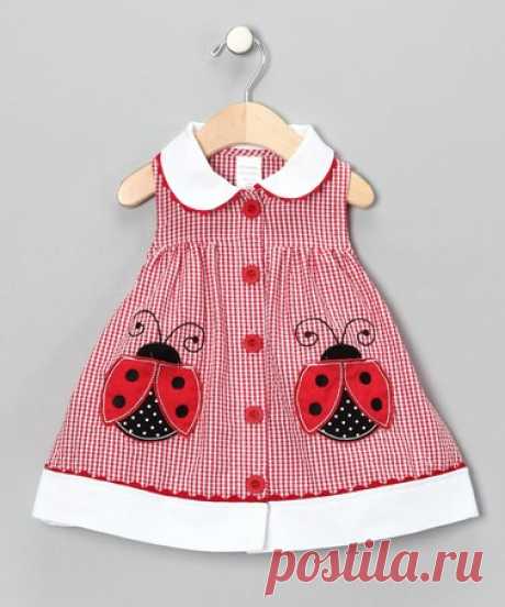 Red &amp; White Ladybug Seersucker Babydoll Dress - Infant