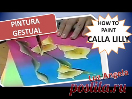 How to Paint Calla lily - Copos-de-leite - Cómo pintar lirio de calla.