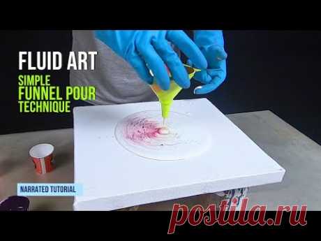 Simple Funnel Pour Technique for Beautiful Art with 4 Colors | Fluid Art Fun | Narrated Tutorial