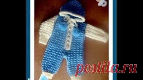 Комбинезон для малыша спицами. Часть 3. Jumpsuit for baby knitting. Одежда
