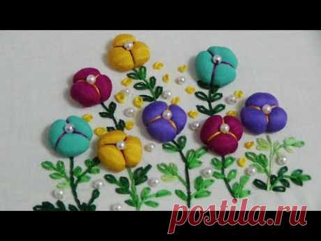 Hand Embroidery: Craft Idea /3D Flower With Scrape Fabric