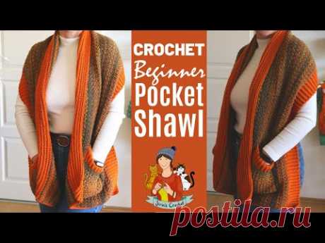 How To Crochet A Beginner Pocket Shawl / Scarf