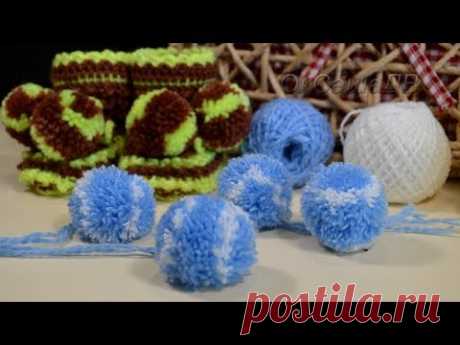 Помпоны из ниток, легко и просто...  How to make pompons from yarn.
