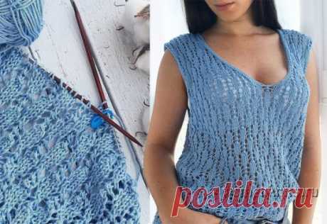 Узор для топа спицами
Схема: https://womanknits.ru/uzory-vyazaniya/spicami/uzor-dlya-topa-spitsami