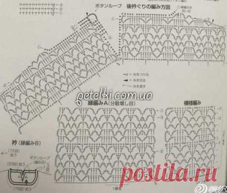 Нежная ажурная кофточка крючком. Схемы вязания