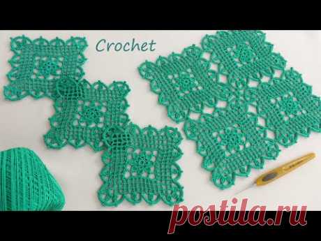 ОЧЕНЬ ПРОСТО!!! Ажурный КВАДРАТНЫЙ МОТИВ вязание крючком Easy Crochet square motifs for beginners