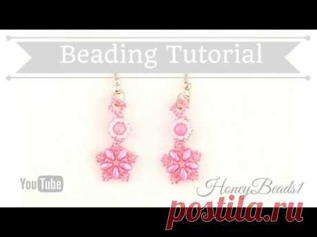 Fatamorgana Earrings Beading Tutorial by HoneyBeads1 (with superduo and rounduo)