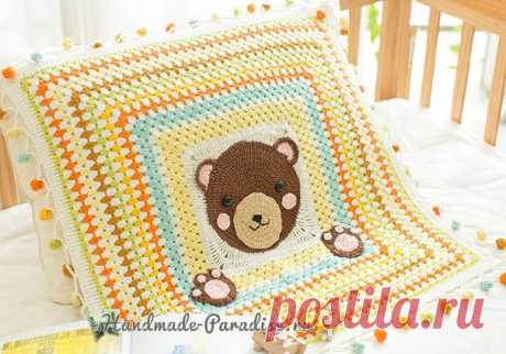 Плед с медвежонком для детской кроватки - Handmade-Paradise