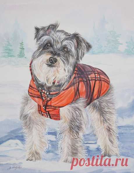 Snow Dog by Gail Dolphin Snow Dog Painting by Gail Dolphin
