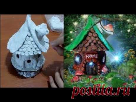 DIY fairy house with lamp using jar