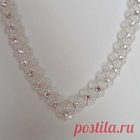 Bridal Swarovski Crystal Necklace with Rhinestones and Seed