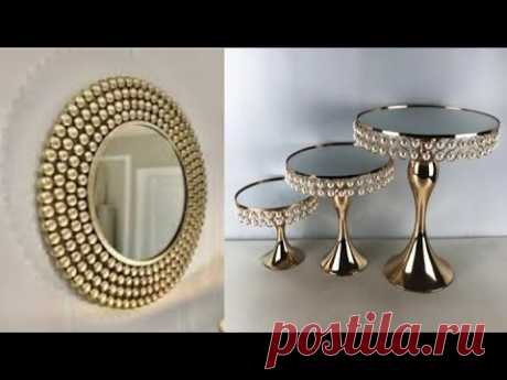 Cake Stand Making At Home | Mirror Decor Ideas With Pearls | @ZardosiTutorial