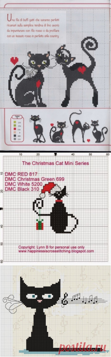 Схемы вышивки крестом для любителей кошек (из интернета) - Схемы вышивки крестом, вышивка крестиком