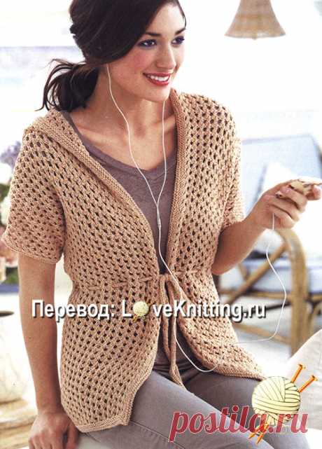 Сетчатый кардиган с капюшоном | Loveknitting.ru