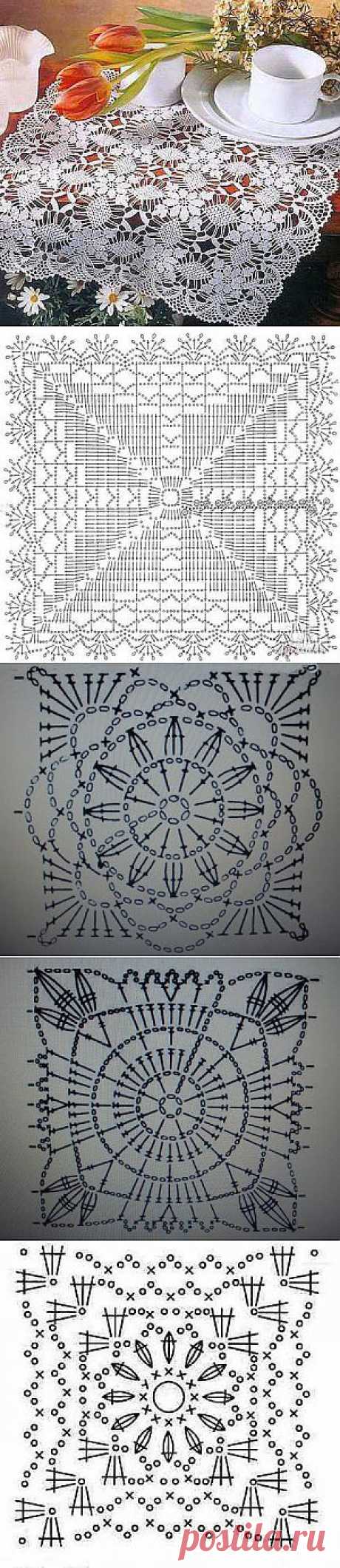 Квадратные мотивы для вязания крючком