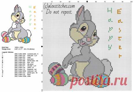 Disney-Thumper-with-colored-Easter-eggs-free-cross-stitch-pattern-84-x-94-14-DMC-colors.jpg (2700×1878)