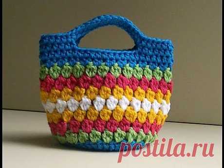 ▶ Cluster Stitch Bag Crochet Tutorial - Idea's for hat - YouTube