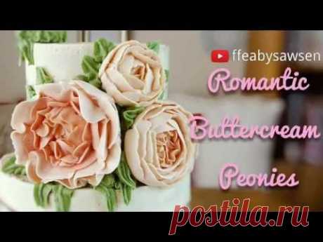 Buttercream peonies, romantic ruffled flowers, roses & peony buds - how to pipe