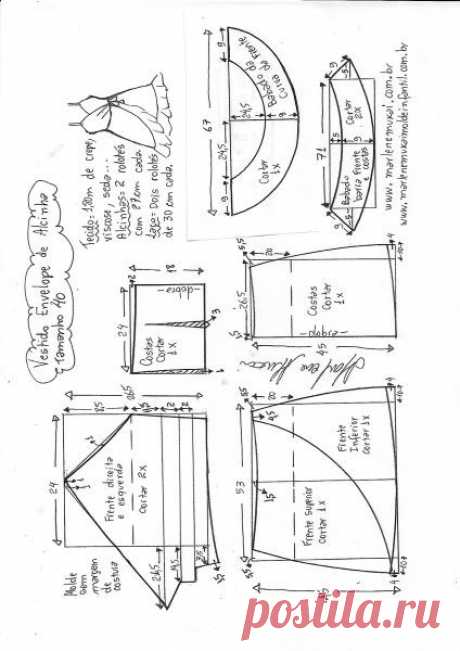 Vestido envelope de alcinha e babados - DIY - molde, corte e costura - Marlene Mukai