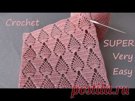SUPER EASY Beautiful Pattern Crochet  СУПЕР легкий УЗОР &quot;Ананасы' вязание крючком для начинающих