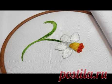 How to embroider a narcissus flower Hand Embroidery