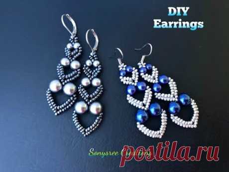 “Adore Heart” Earrings. DIY Beaded Earrings.DIY jewelry. How to make beaded earrings