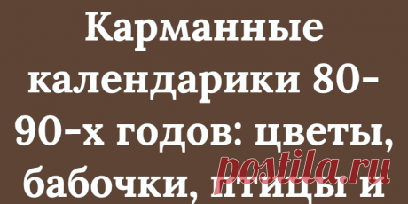 Карманные календарики 80-90-х годов: цветы, бабочки, птицы и другая природа…
Сегодня показываю несколько календариков из нашей семейной коллекции, объединенных темой животного мира. Здесь есть серия календариков «Красная книга» и не только… Птицы Водный мир Бабочки Растения Еще животные на календариках: Милые домашние кошечки на календариках 80-90-х годов Изображения собак на карманных...
Читай дальше на сайте. Жми подробнее ➡