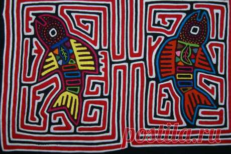 Vintage Kuna Traditional Blouse Mola Applique Art Fish Hand stitched Maze 71B - | eBay