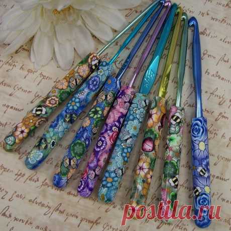 Polymer Clay Covered Crochet Hooks, by polymerclayshed | Flickr - Photo Sharing!