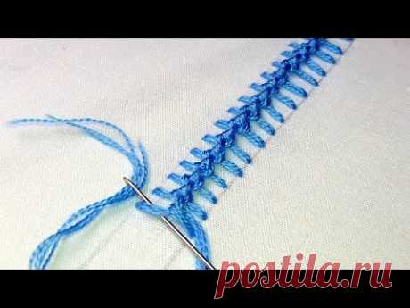 Hand Embroidery : Knotted Pearl Stitch |  border line embroidery tutorial # 80.