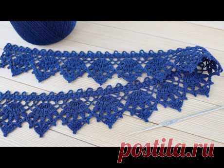 Красивое КРУЖЕВО крючком ВЯЗАНИЕ для начинающих КАЙМА схема узора Crochet Tape Lace Edge pattern
