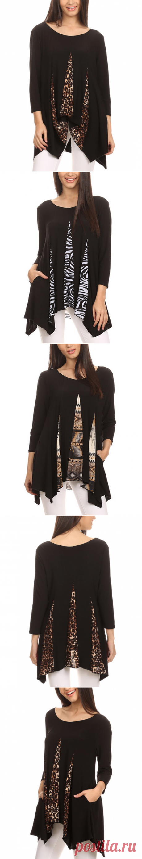 Karen T. Design Black &amp; Brown Leopard Handkerchief Tunic - Plus Too | zulily