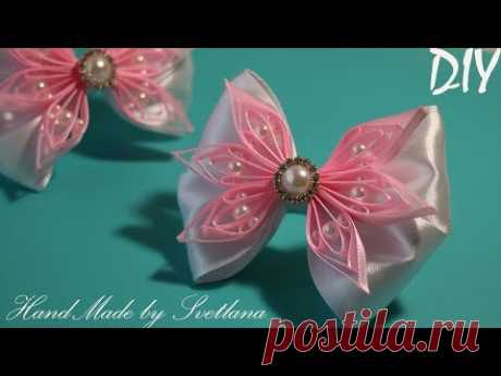 Бантики из атласной ленты Канзаши Satin ribbon Hair Bow Laco de fita