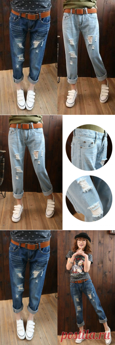 Sexy Women Fashion Ripped Holes Stretch Skinny Jeans Casual Denim Pants Trousers | eBay