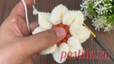 Очень красивый цветок крючком😍❤🌷 Тунисское вязание 😍