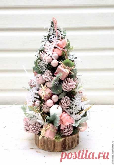 Купить Настольная елочка шебби - бледно-розовый, Новый Год, рождество, елка, настольная елка