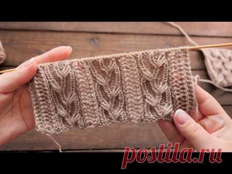 Микс узора «Веточки» спицами «Twigs» knitting pattern