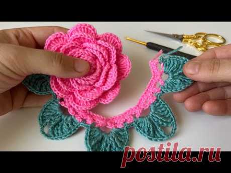 Woww !!!! VERY SWEET 🌹 Easy Crochet Rose Flower Pattern For Beginners 🌺 CROCHET ROSE fabrication
