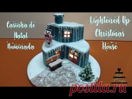 Bolo Casinha de  Natal Iluminada - Lightened Up Christmas House Cake  (ENGLISH SUBTITLES)