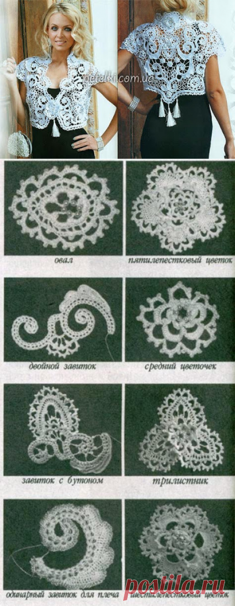 Шикарное ажурное болеро крючком. Схемы, описание вязания