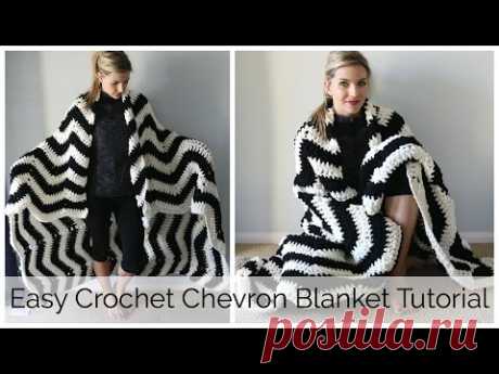 Easy Crochet Chevron Blanket Tutorial