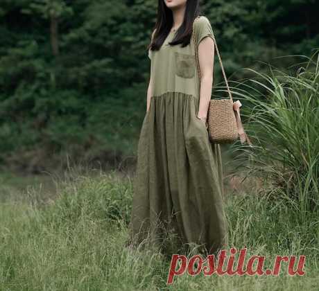 Women long Linen dress maxi dress Summer minimalist dress | Etsy