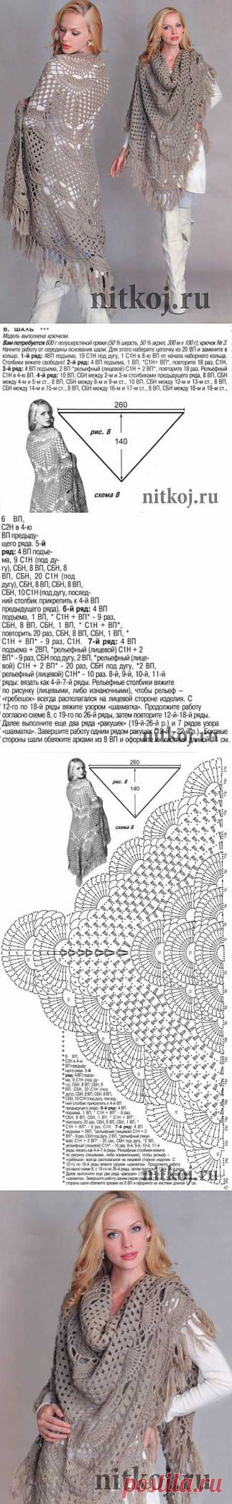 Вязание шали крючком » Ниткой - вязаные вещи для вашего дома, вязание крючком, вязание спицами, схемы вязания